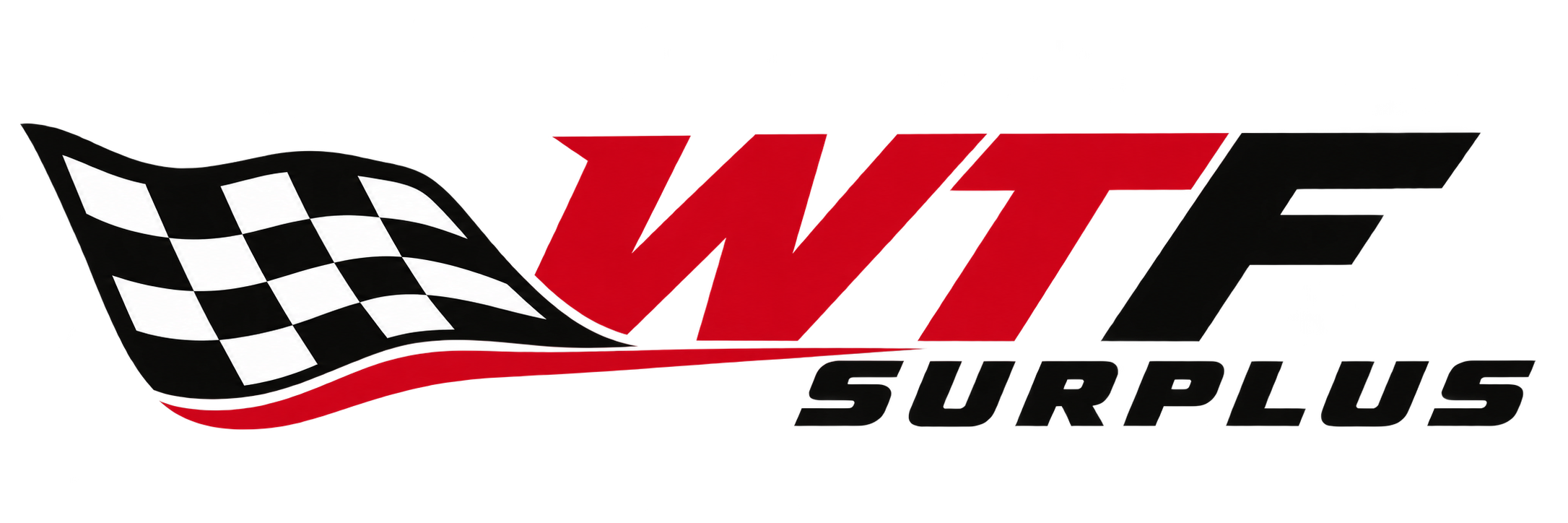WTF Surplus — checkered flag logo